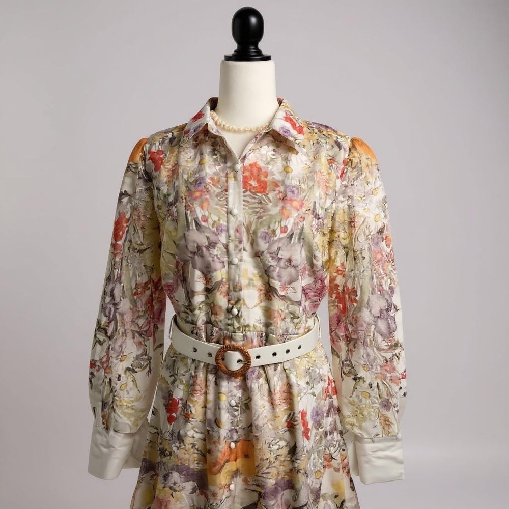 ✨HOST PICK ✨ Floral Sheer Maxi Dress with Belt - Picture 4 of 6